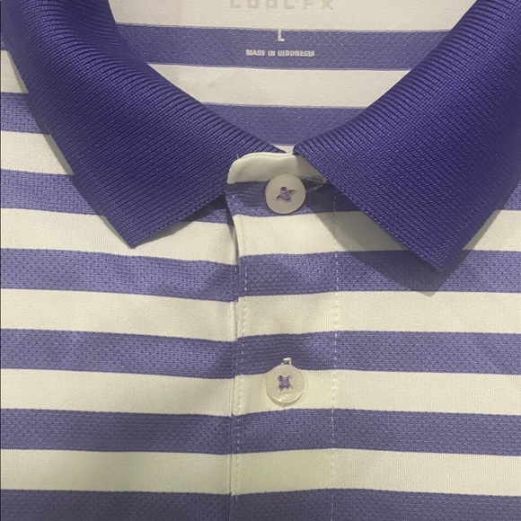 Men's IZOD GOLF Striped Polo Shirt - Purple and White/ size L - Picture 6 of 6